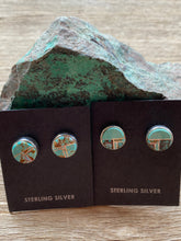 Load image into Gallery viewer, Turquoise- more Matrix &amp; Sterling Silver button Stud Earrings