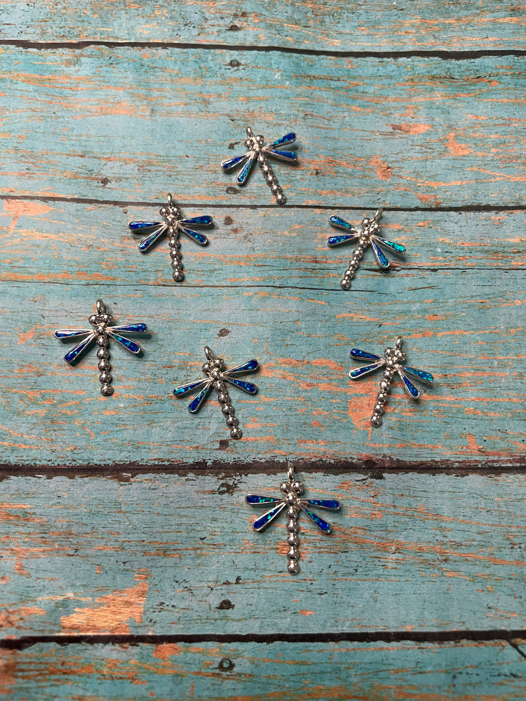 Sterling Silver And Blue Fire Opal Inlay Dragonfly Pendant