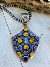 Load image into Gallery viewer, Vintage Navajo Natural Amethyst, Garnet &amp; Sterling Silver Pendant