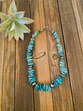 Load image into Gallery viewer, Navajo Turquoise &amp; Sterling Silver Chunky Beaded Necklace 18”