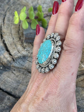 Load image into Gallery viewer, Navajo Sterling Silver Kingman Web Turquoise Adjustable Ring Artist Abel Toledo