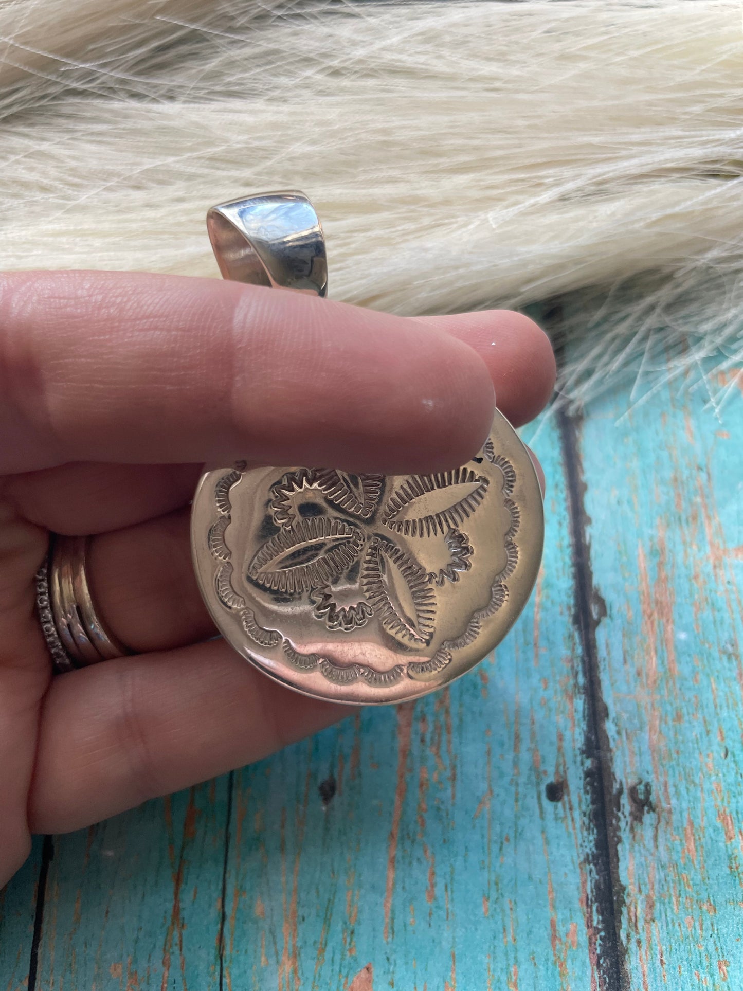 Navajo Multi Stone Inlay & Sterling Silver Circle Pendant