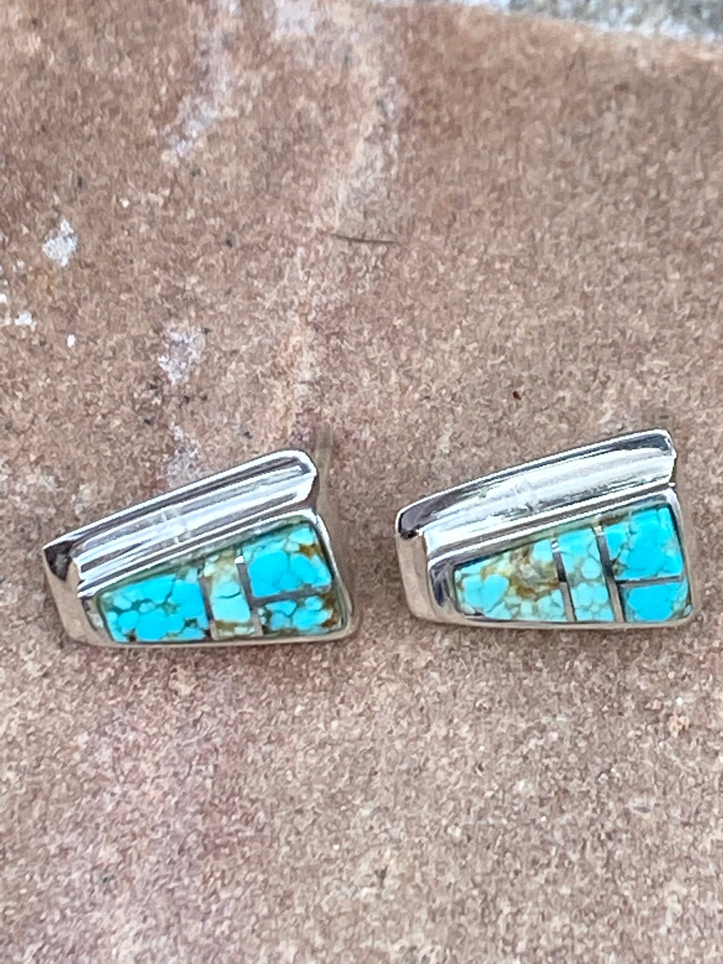 Navajo Turquoise 8 & Sterling Silver Petite Stud Earrings