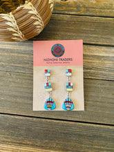 Load image into Gallery viewer, Sun Face Multi Stone And Sterling Silver Inlay Dangle Earrings