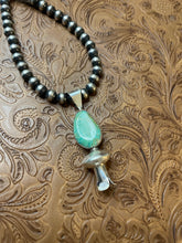 Load image into Gallery viewer, Navajo Handmade Sterling Silver Green Turquoise Blossom Pendant