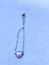 Load image into Gallery viewer, Navajo Queen Pink Conch Shell &amp; Sterling Silver Heart Bracelet By P. Skeets