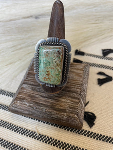 Navajo Turquoise & Sterling Silver Ring Size 10 Signed Russell Sam