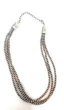 Load image into Gallery viewer, Navajo Sterling Silver Pearl 3mm Beaded 3 Strand Necklace 16”