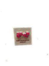 Load image into Gallery viewer, Zuni Sterling Silver &amp; Pink Opal Inlay Heart Stud Earrings
