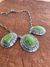 Load image into Gallery viewer, Navajo Gaspeite &amp; Sterling Silver Necklace Set by Larry Kaye
