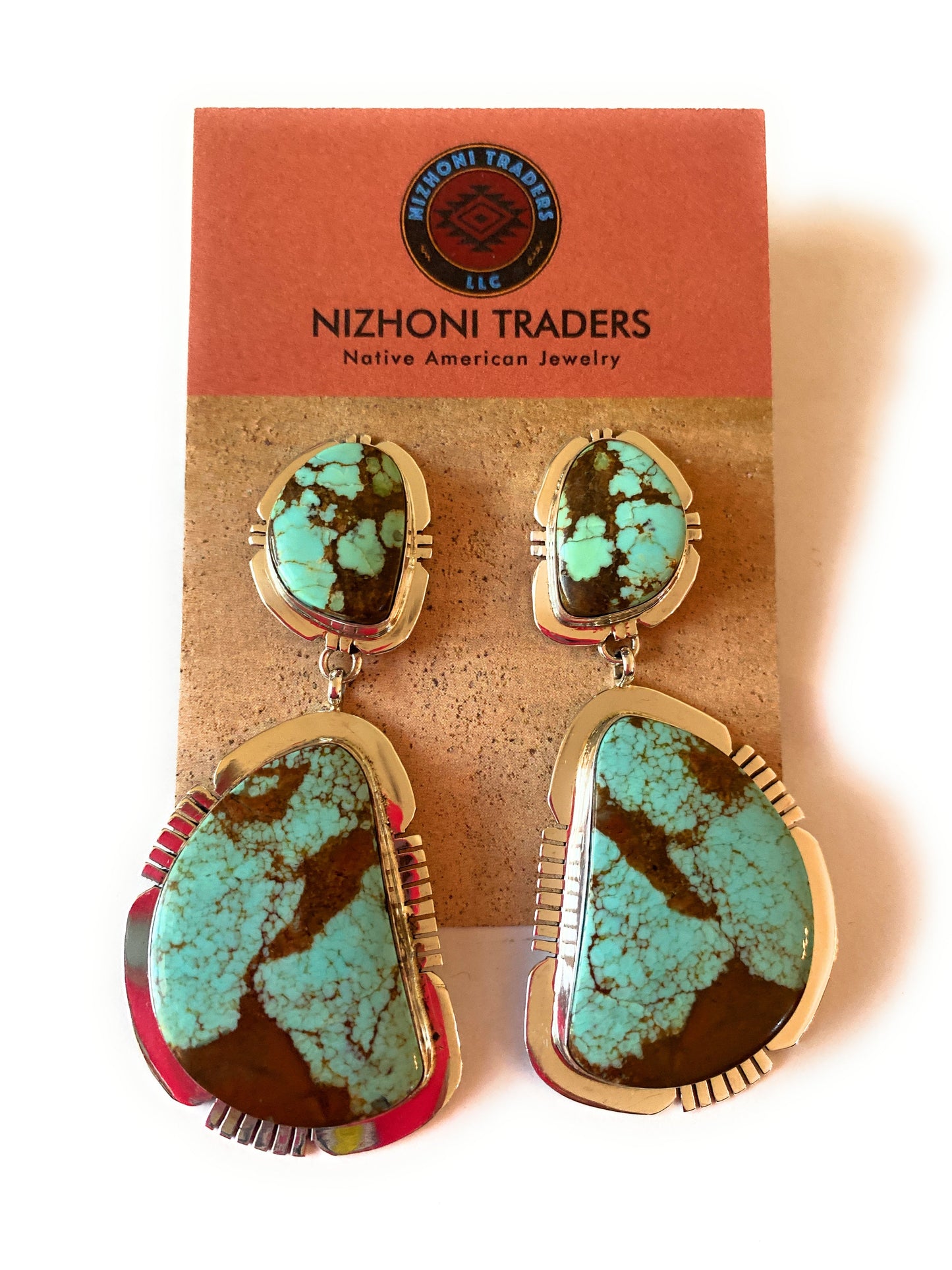 Navajo Number 8 Turquoise & Sterling Silver Dangle Earrings