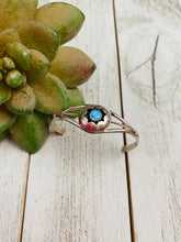 Load image into Gallery viewer, Navajo Sterling Silver &amp; Blue Opal Baby Cuff Bracelet