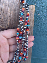 Load image into Gallery viewer, Navajo Multi Stone And Sterling Silver Beaded Necklace 20in