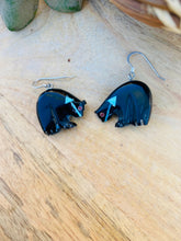 Load image into Gallery viewer, Vintage Zuni Jet &amp; Turquoise Fetish Bear Earrings