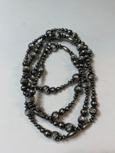 Load image into Gallery viewer, Navajo Sterling Silver Diamond Cut Bead Necklace 46 Inches