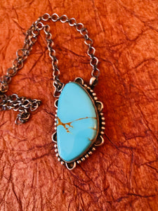 Navajo Sterling Silver & Kingman Turquoise Necklace