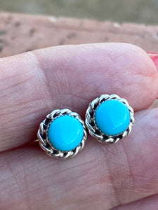 Zuni Sterling Silver & Turquoise Round Post Earrings