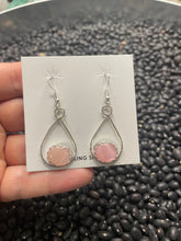 Load image into Gallery viewer, Navajo Pink Opal And Sterling Silver Dangle Earrings Signed Bryan Sandoval