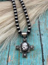 Load image into Gallery viewer, Navajo Wild Horse &amp; Sterling Silver Cross Pendant By Chimney Butte