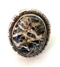Load image into Gallery viewer, Navajo Sterling Silver And White Buffalo Ring Size 4.5 Signed