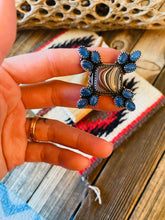 Load image into Gallery viewer, Handmade Sterling Silver, Fordite &amp; Blue Chalcedony Cluster Adjustable Ring