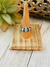 Load image into Gallery viewer, Navajo Blue Opal and Sterling Silver Concho Band Ring