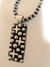 Load image into Gallery viewer, Navajo Sterling Silver Cross Rectangle Pendant By Chimney Butte