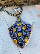 Load image into Gallery viewer, Vintage Navajo Natural Amethyst, Garnet &amp; Sterling Silver Pendant