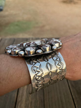 Load image into Gallery viewer, Navajo Wild Horse &amp; Sterling Silver Cuff Bracelet Signed Chimney Butte