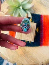 Load image into Gallery viewer, Handmade Sterling Silver &amp; Multi Stone Inlay Kachina Ring Size 9