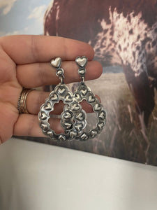 Navajo Sterling Silver Heart Dangle Earrings