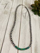 Load image into Gallery viewer, Navajo Turquoise &amp; Sterling Silver Beaded Necklace 20”