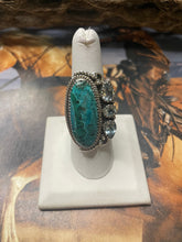 Load image into Gallery viewer, Handmade Mojave Turquoise &amp; Topaz Adjustable Ring