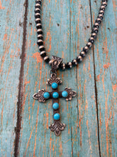 Load image into Gallery viewer, Kevin Billah Sterling Silver And Turquoise Cross Pendant Signed