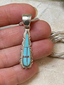 Turquoise & Sterling Silver Jagged Pendant