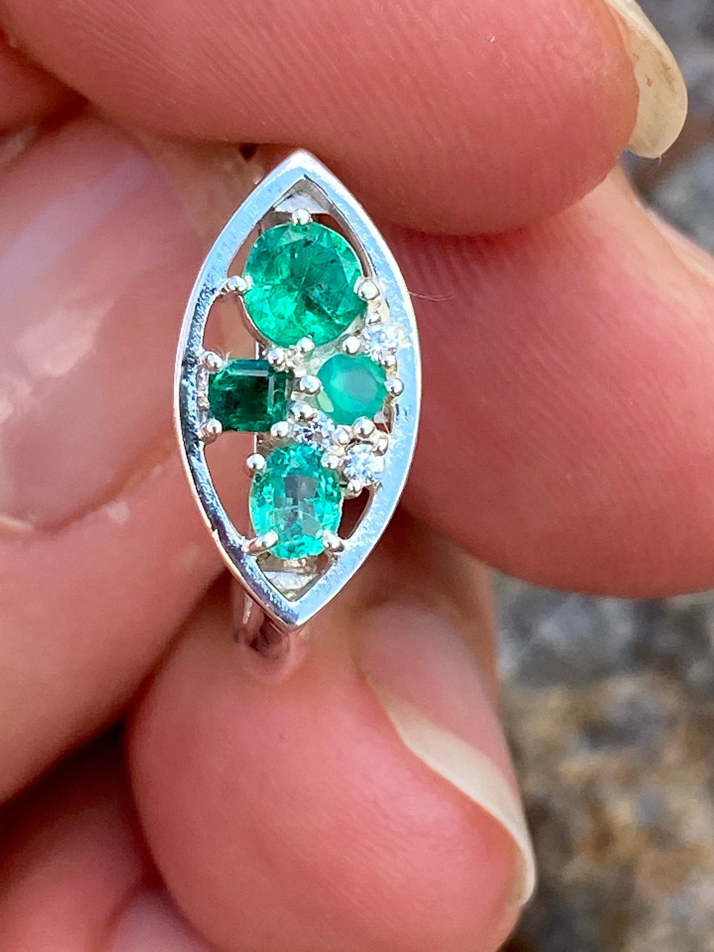 Colombian Emerald Ring in Sterling Silver size 5.5