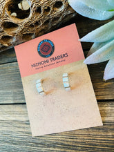 Load image into Gallery viewer, Zuni White Opal &amp; Sterling Silver Inlay Hoop Earrings