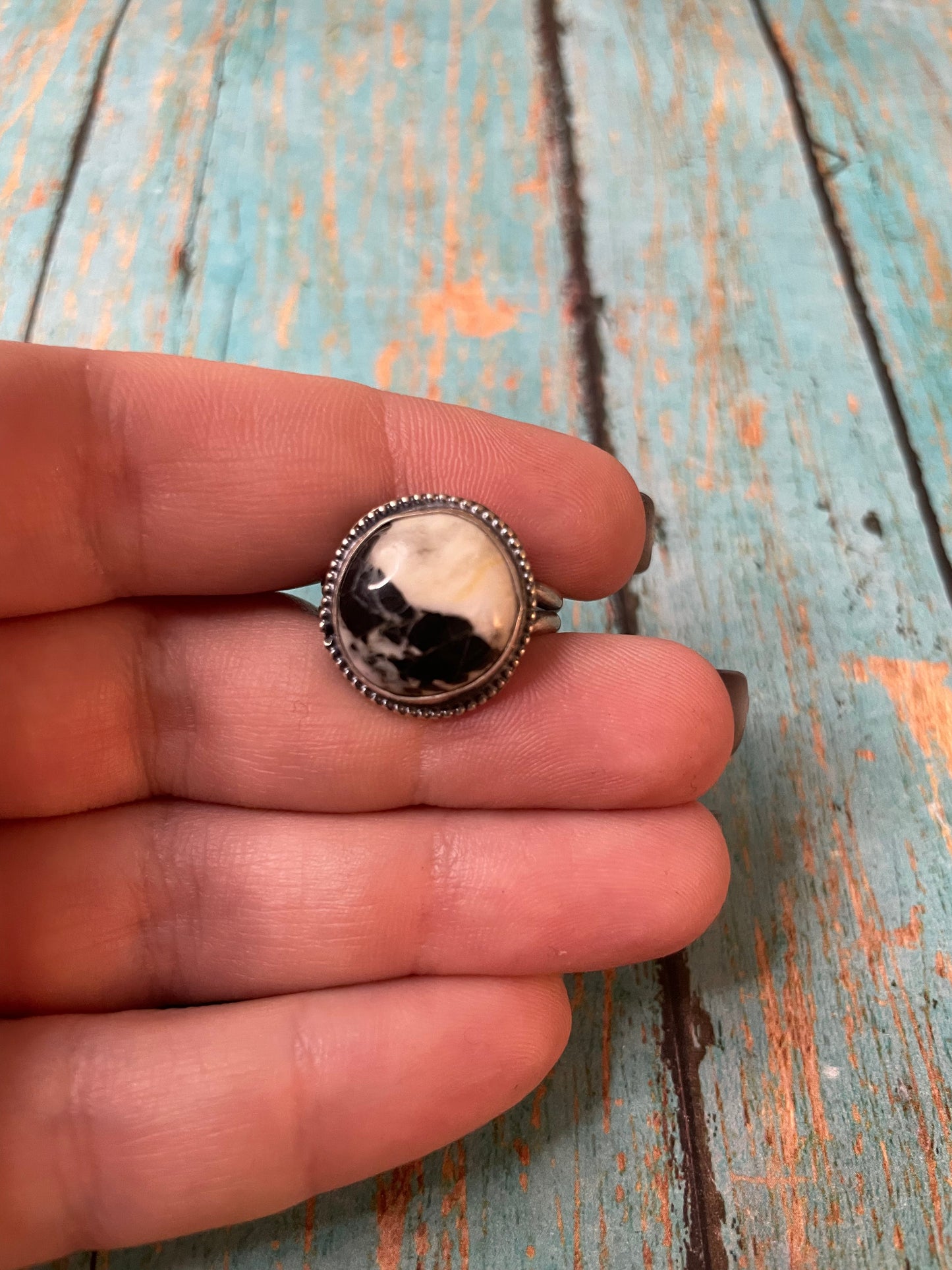 Navajo Sterling Silver & White Buffalo Ring