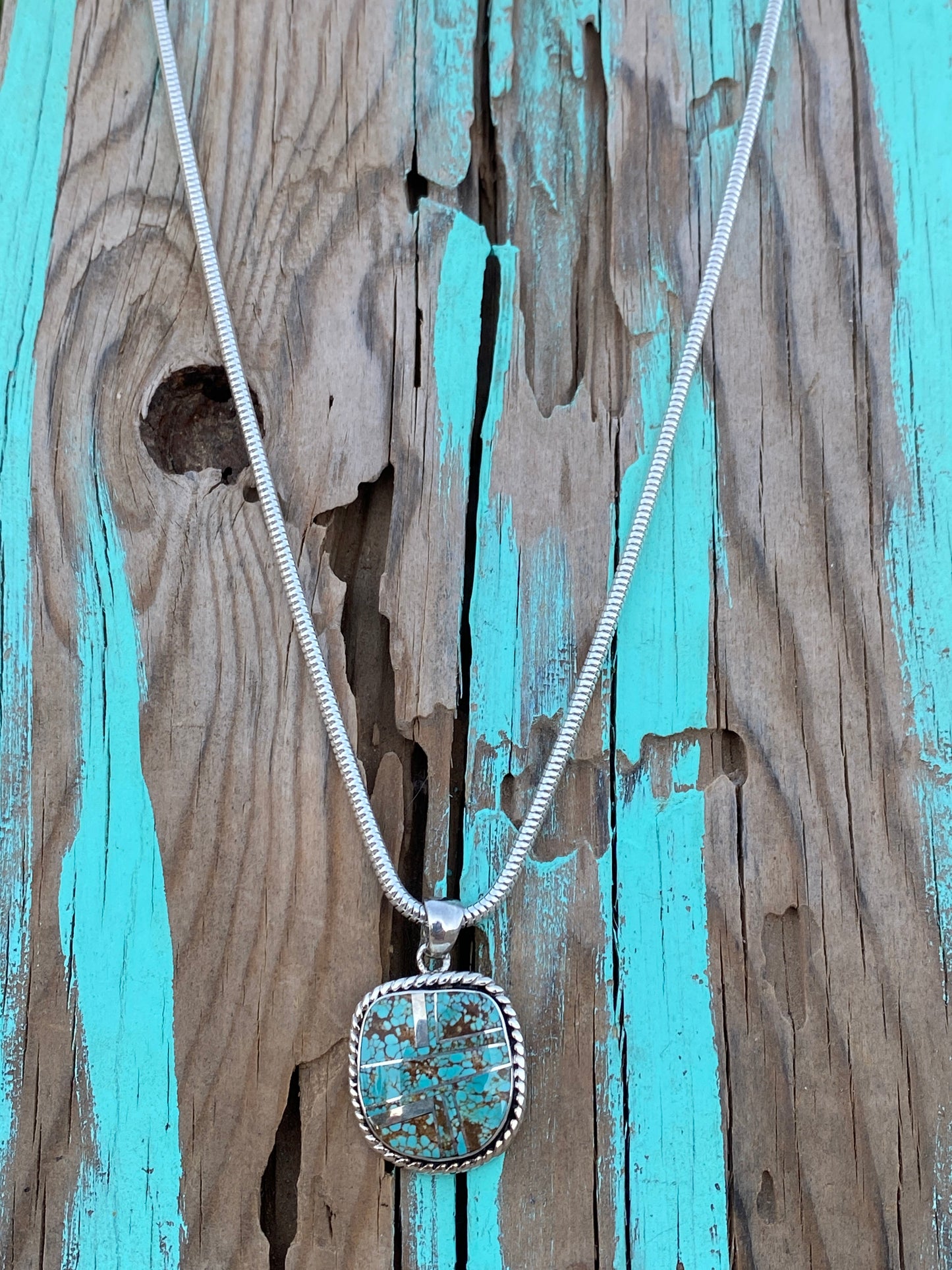 Navajo Turquoise 8 Sterling Silver Pendant