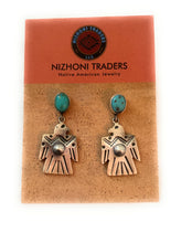 Load image into Gallery viewer, Turquoise &amp; Sterling Silver Thunderbird Dangle Earrings
