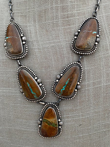 Ribbon Turquoise And Sterling Silver Necklace Set Signed