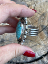 Load image into Gallery viewer, Navajo Sterling Silver Kingman Web Turquoise Adjustable Ring Artist Abel Toledo