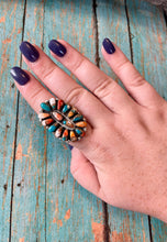 Load image into Gallery viewer, Navajo Sterling Silver And Spice Mohave Adjustable Cluster Ring Signed