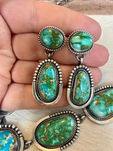 Load image into Gallery viewer, Beautiful Navajo Sterling Silver Sonoran Mountain Turquoise Necklace &amp; Earring Set