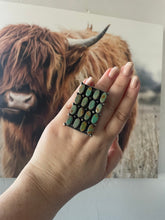Load image into Gallery viewer, Jacqueline Silver Turquoise Sterling Silver Cluster Ring Size 9 Signed