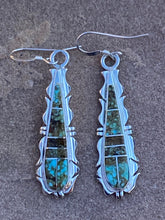 Load image into Gallery viewer, Turquoise &amp; Sterling Silver Jagged Club Dangle Earrings