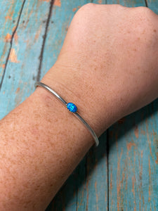 Navajo Sterling Silver & Blue Opal Cuff Bracelet