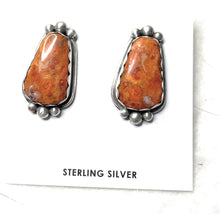 Load image into Gallery viewer, Navajo Apple Coral And Sterling Silver Post Earrings Signed