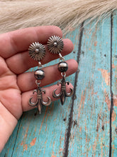 Load image into Gallery viewer, Navajo Sterling Silver Flower Dangle Earrings