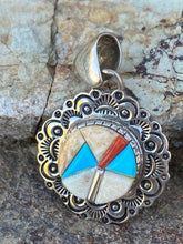 Load image into Gallery viewer, Navajo Turquoise, Coral &amp; Mother of Pearl Pendant Necklace